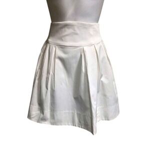 Nanette Lepore Ivory Ecru Box Pleated‎ Short Poplin Cotton Skirt Tennis Coquette